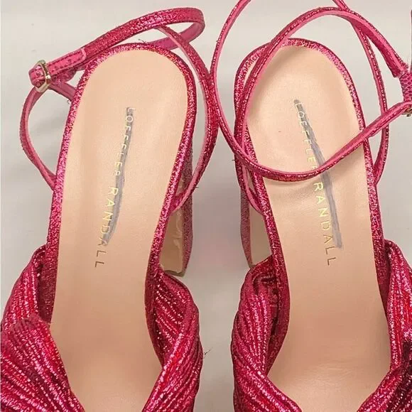 Loeffler Randall Natalia Pleated Bow Platform Sandals size 6